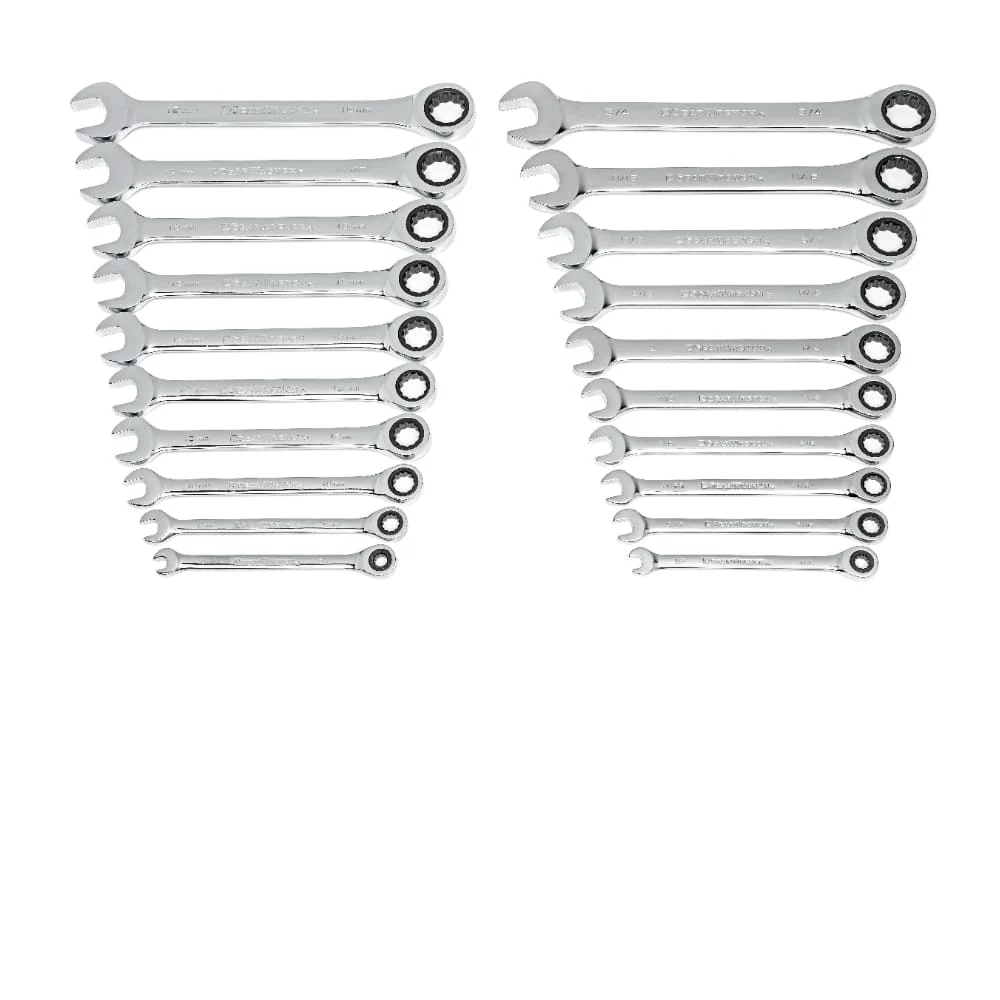 GearWrench 35720-06 20-Piece Set 12-Point Standard (SAE) and Metric Combination Ratchet Wrench Set - Image 2