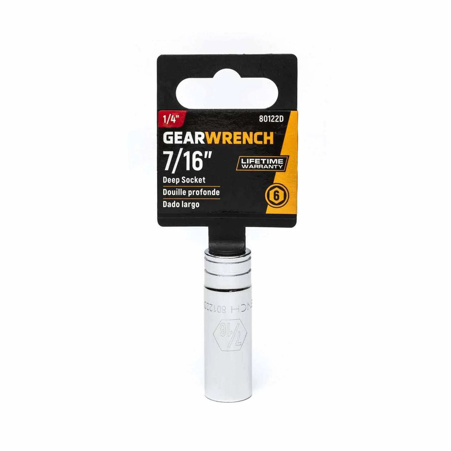 Gearwrench 80122D 1/4" Drive 6 Point Deep SAE Socket 7/16" - Image 2