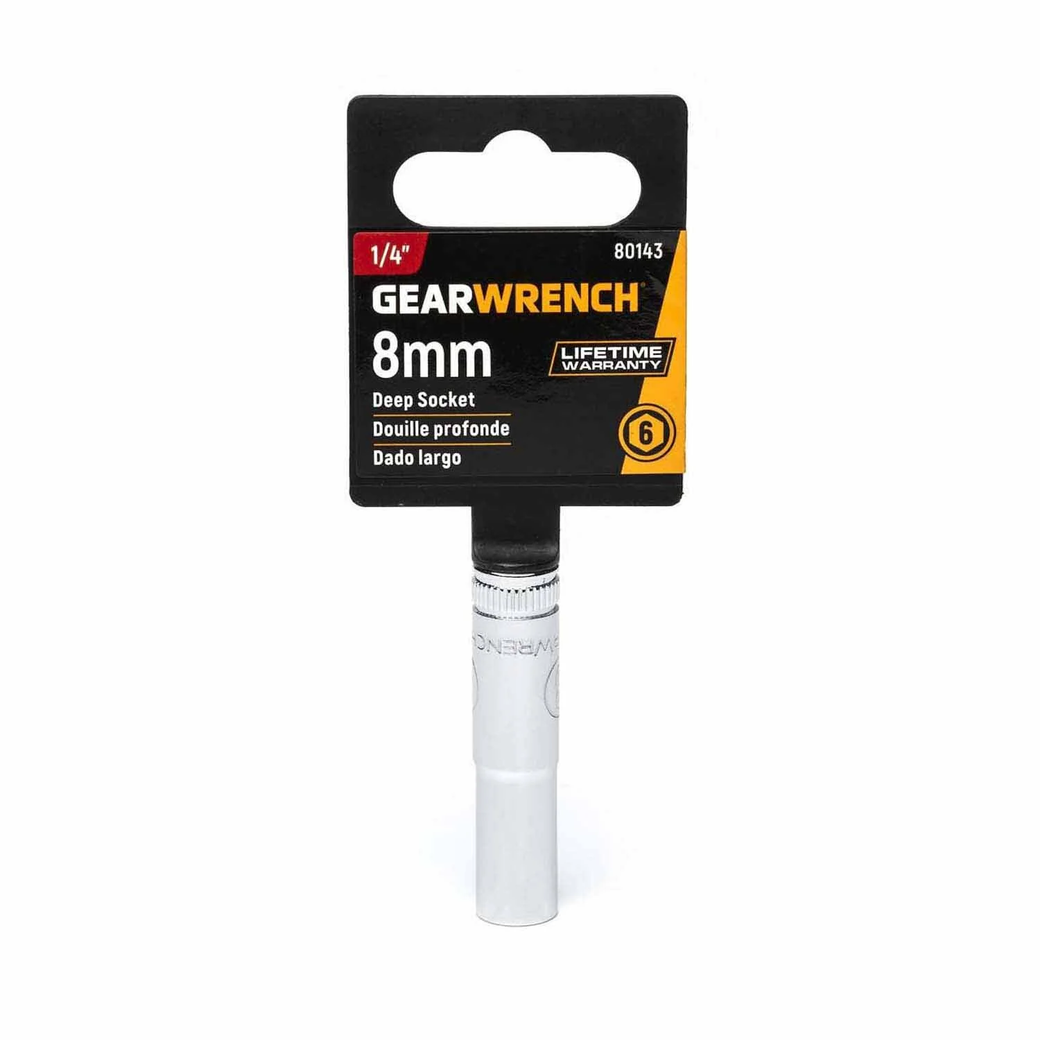 Gearwrench 80143 1/4" Drive 6 Point Deep Metric Socket 8mm - Image 2