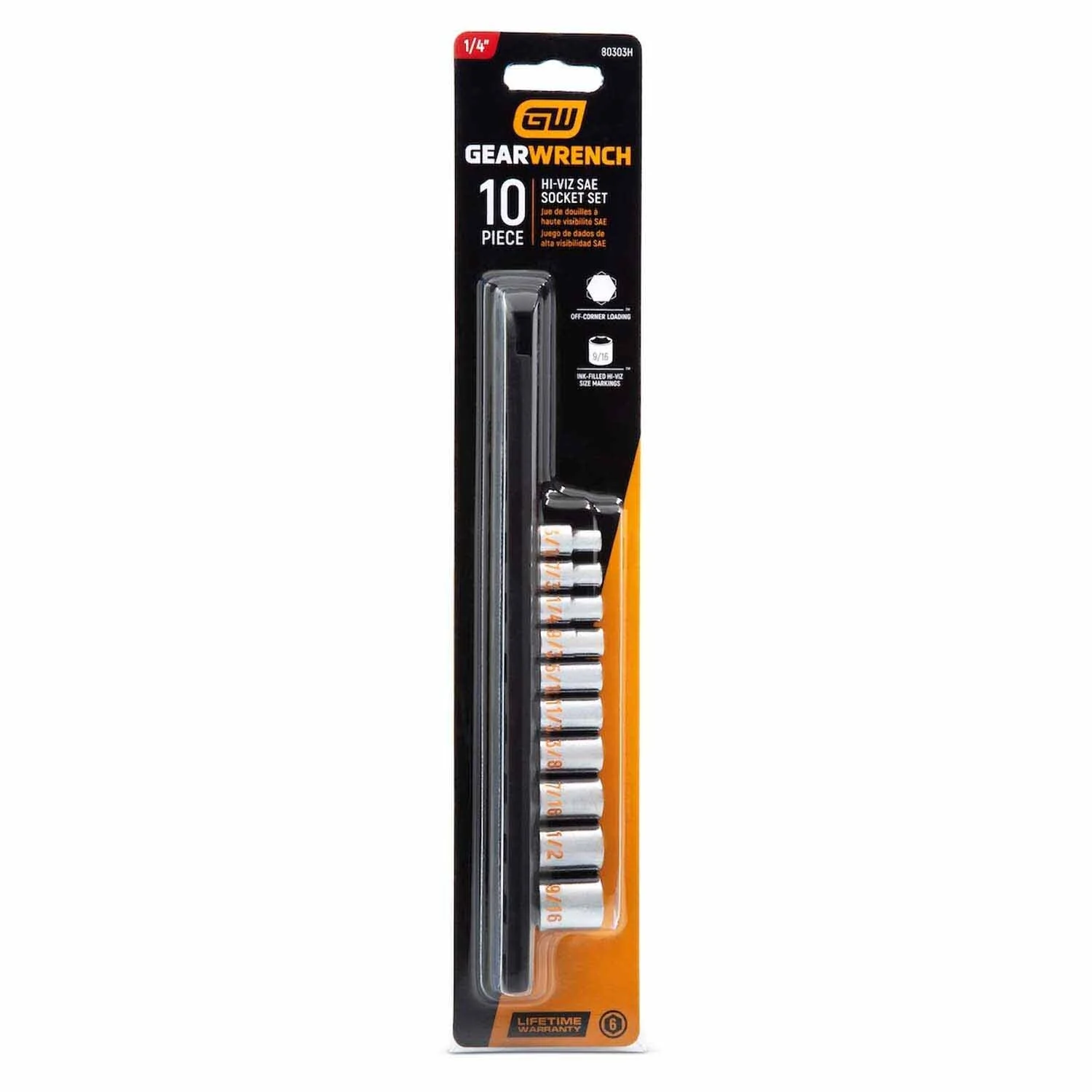 GearWrench 80303H 10 Piece 1/4" Drive 6 Point SAE Hi-Viz Socket Set - Image 4