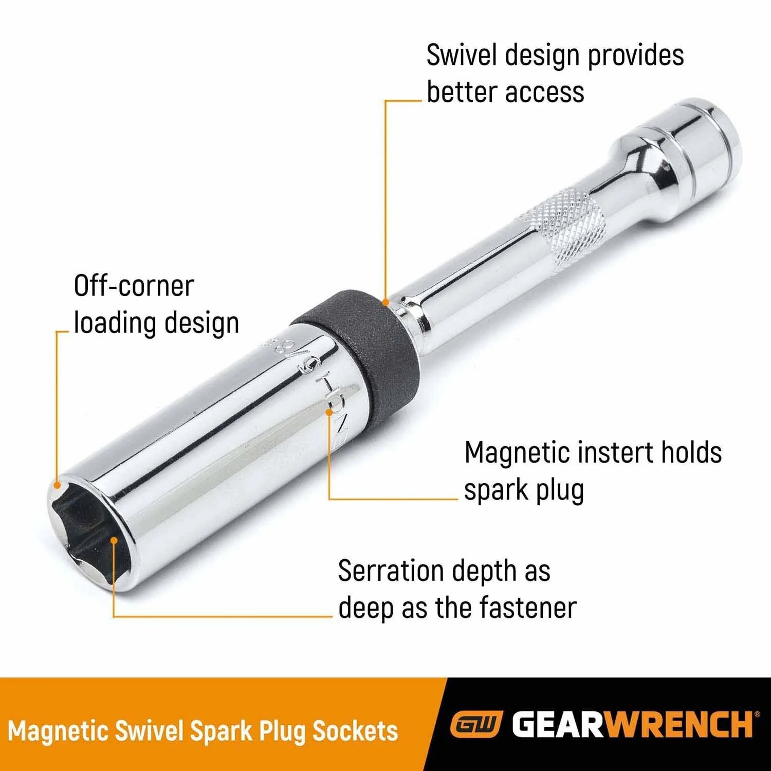 Gearwrench 80546 3/8" Drive 6 Point Magnetic Swivel Spark Plug Socket (1 Pack) - Image 2