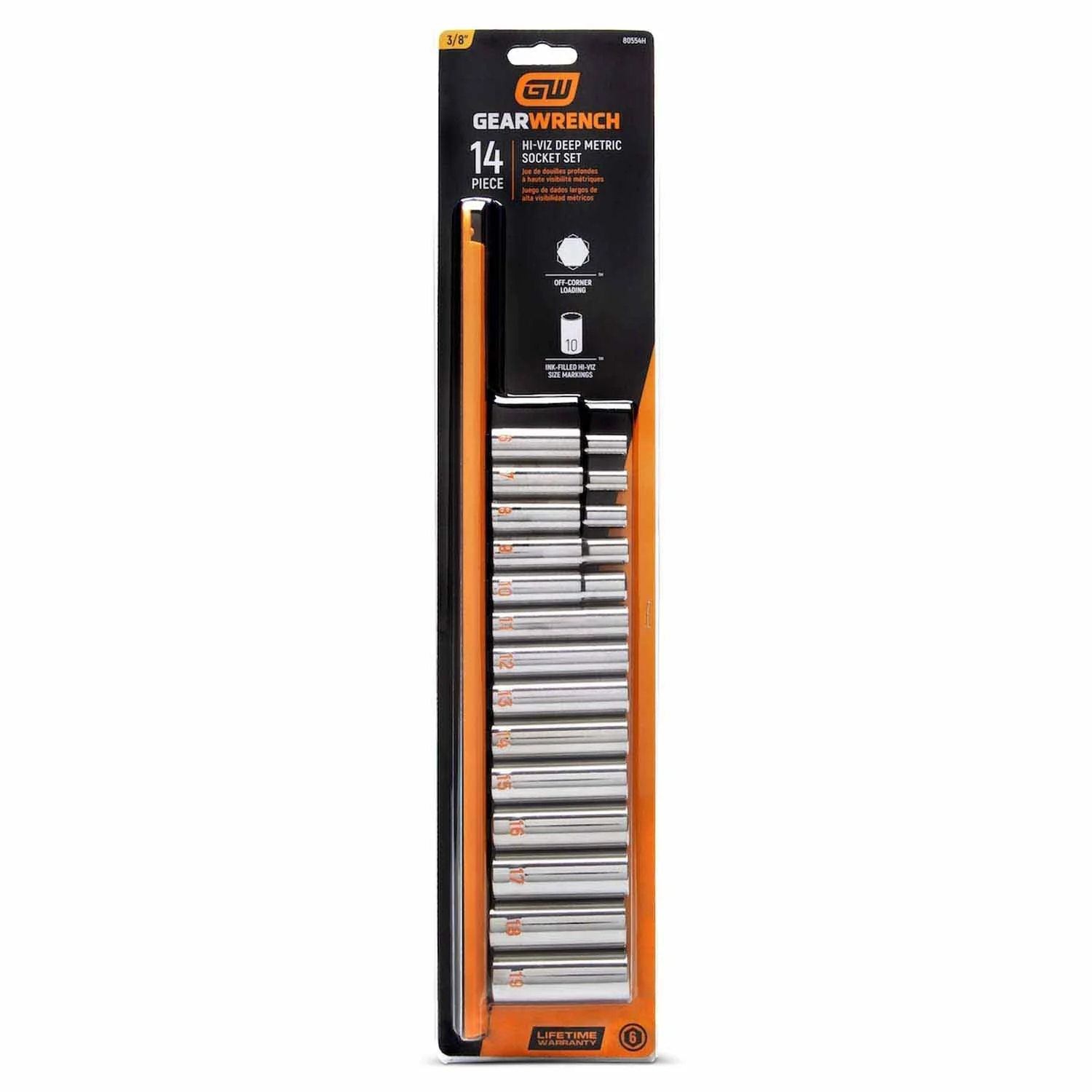 GearWrench 80554H 14 Piece 3/8" Drive 6 Point Metric Hi-Viz Deep Socket Set - Image 6