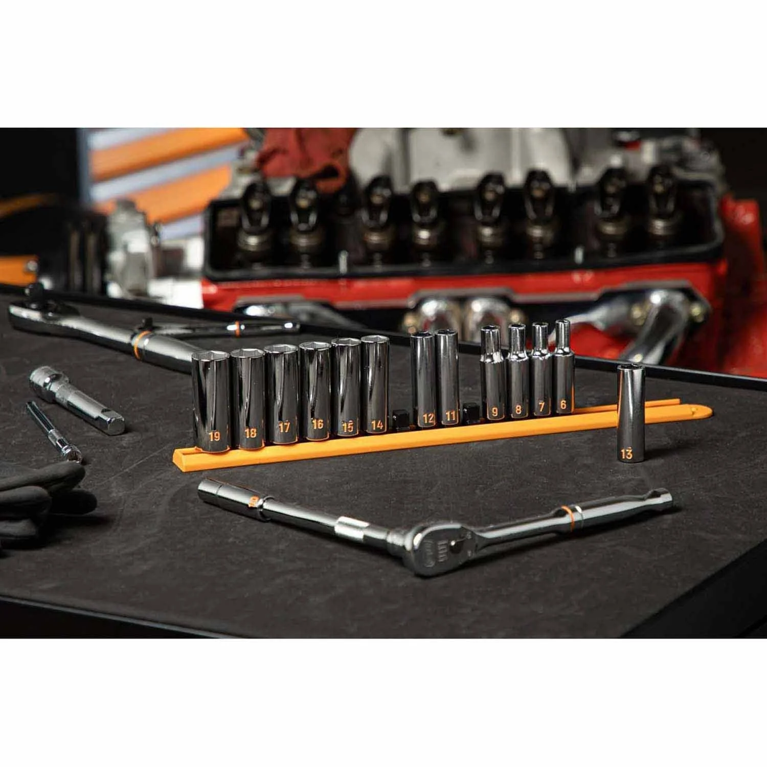 GearWrench 80554H 14 Piece 3/8" Drive 6 Point Metric Hi-Viz Deep Socket Set - Image 7