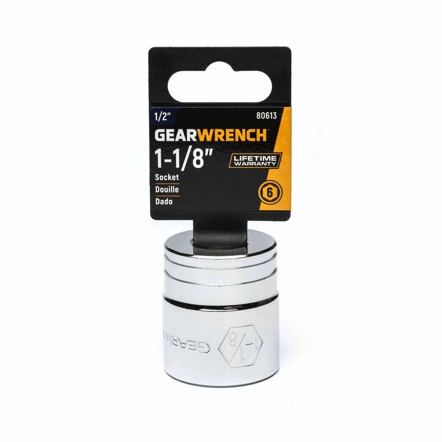 Gearwrench 80613 1/2" Drive 6 Point Standard SAE Socket 1-1/8" - Image 2