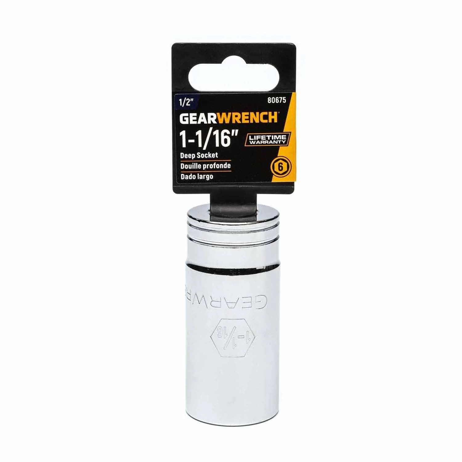 Gearwrench 80675 1/2" Drive 6 Point Deep SAE Socket 1-1/16" - Image 2