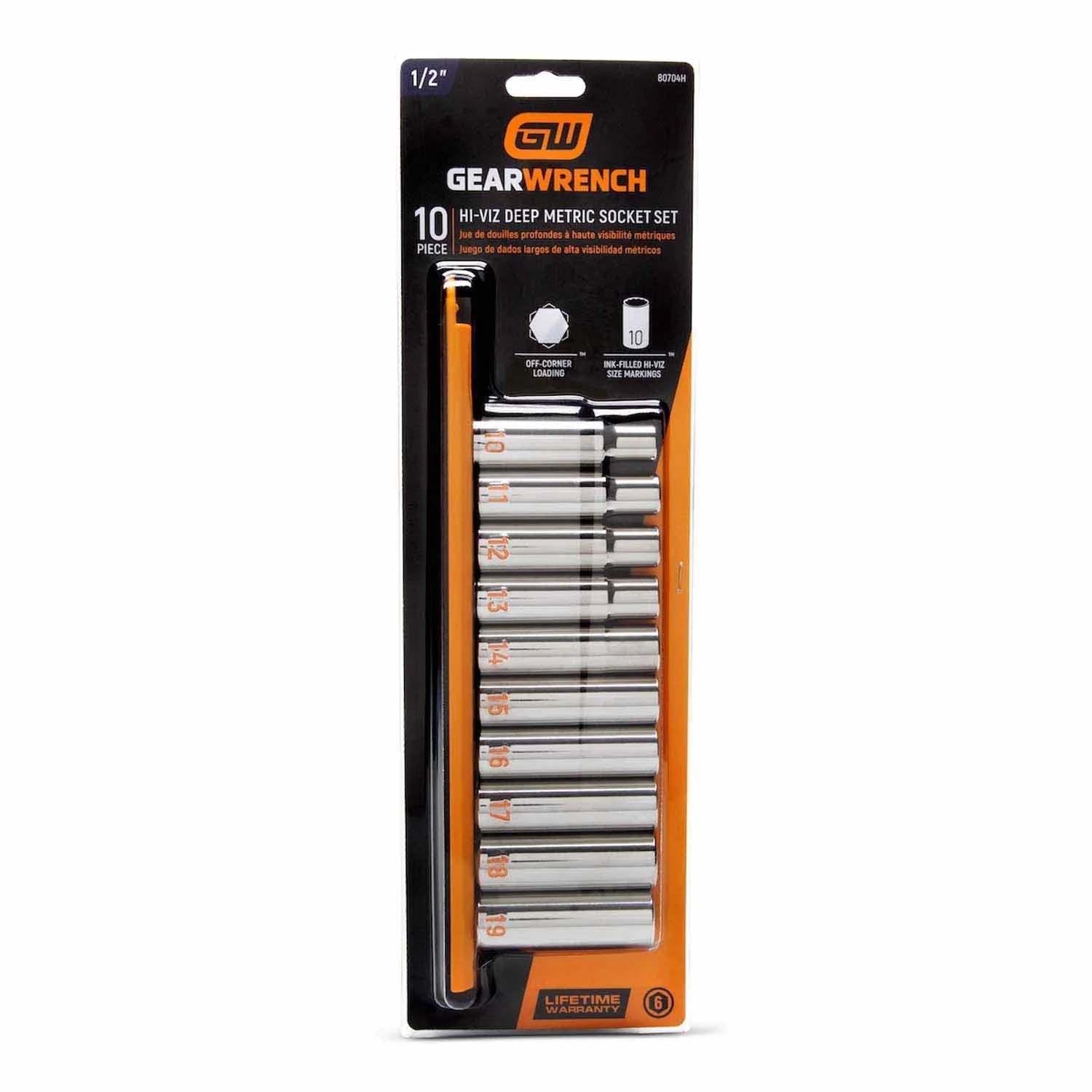 GearWrench 80704H 10 Piece 1/2" Drive 6 Point Metric Hi-Viz Deep Socket Set - Image 6