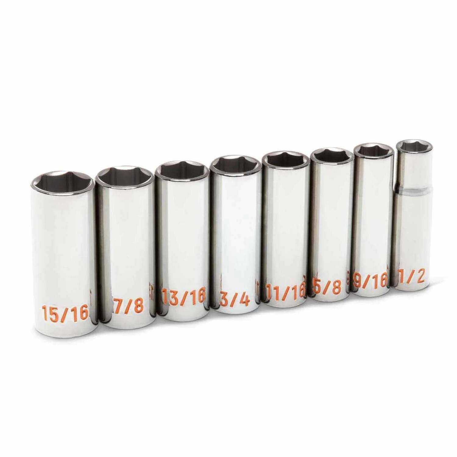 GearWrench 80705H 8 Piece 1/2" Drive 6 Point SAE Hi-Viz Deep Socket Set - Image 3