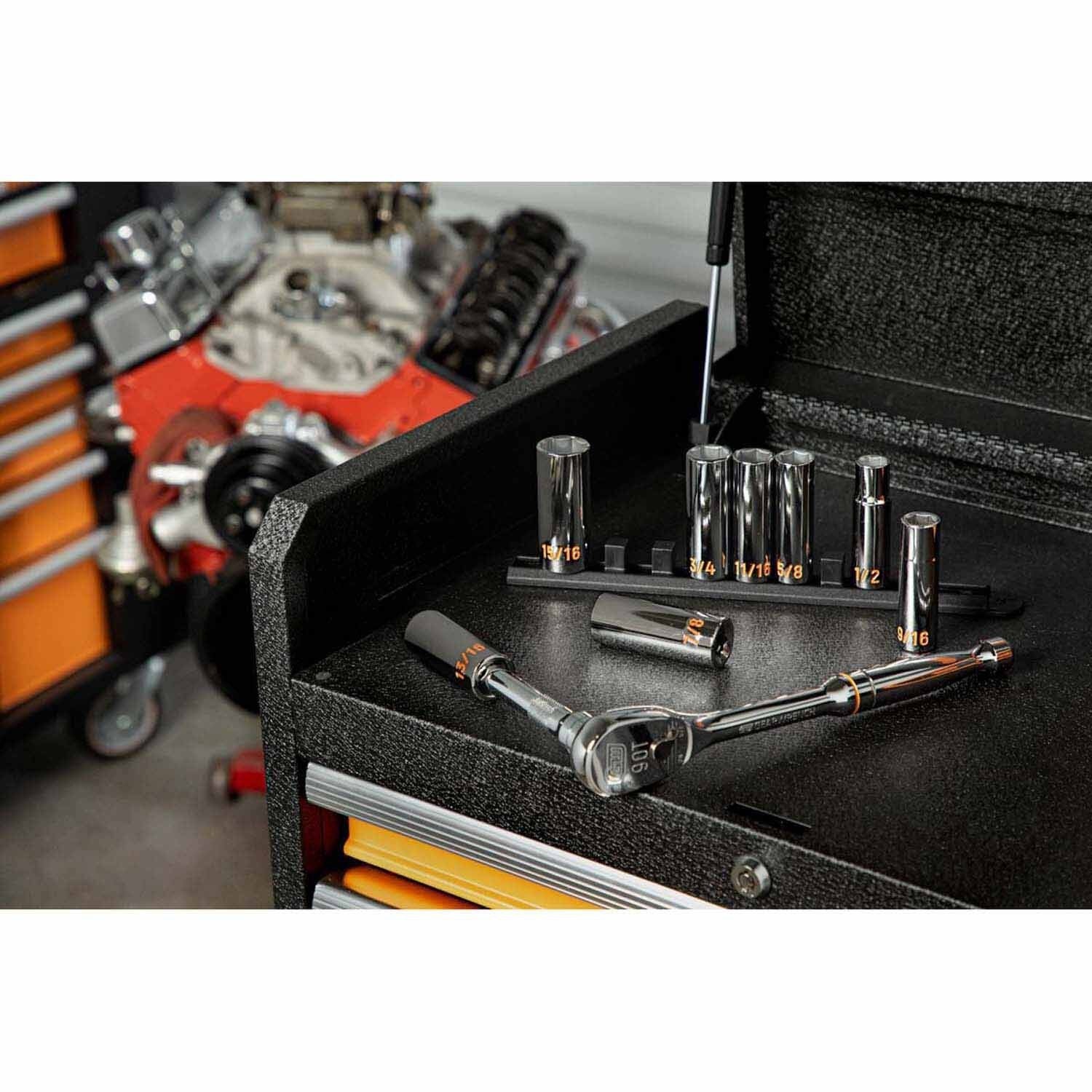 GearWrench 80705H 8 Piece 1/2" Drive 6 Point SAE Hi-Viz Deep Socket Set - Image 7