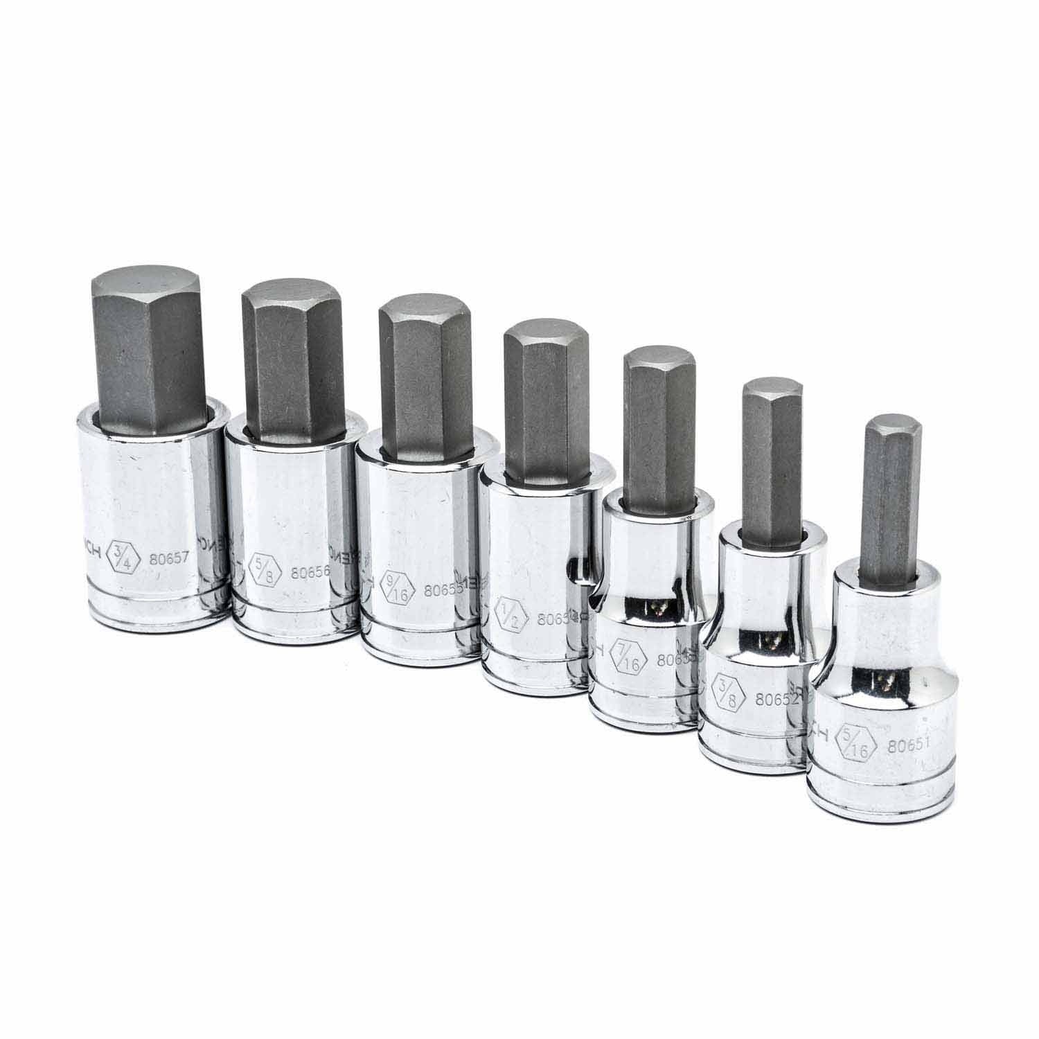 Gearwrench 80721 7 Pc. 1/2" Drive Hex Bit SAE Socket Set - Image 2