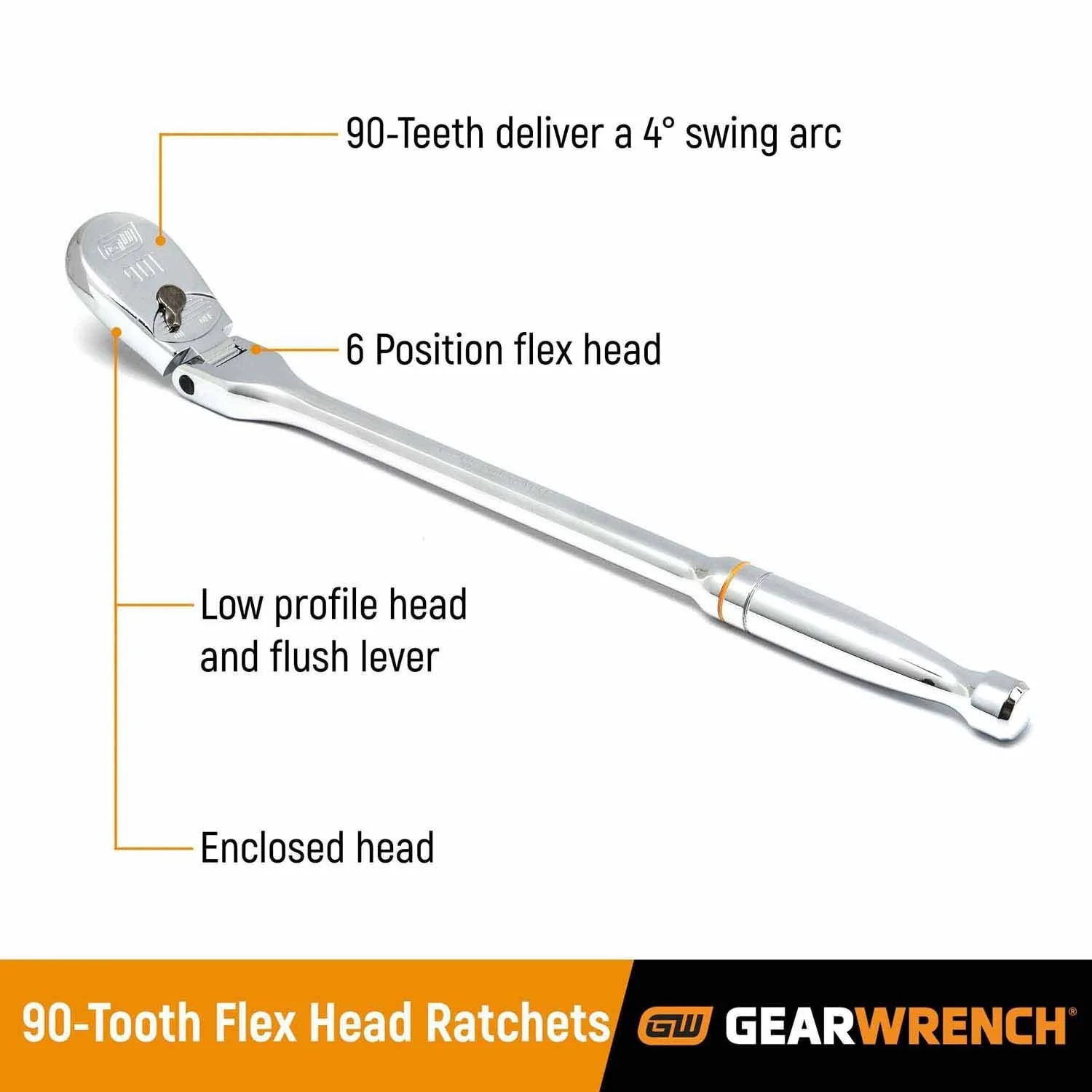 Gearwrench 81215T 3/8" Drive 90-Tooth Flex Head Teardrop Ratchet 11" - Image 2
