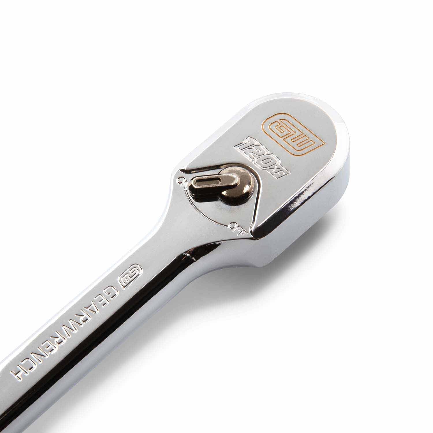 Gearwrench 81269XP 3/8" Drive 120XP Full Polish Chrome Extra Long Handle Teardrop Ratchet 18" - Image 5