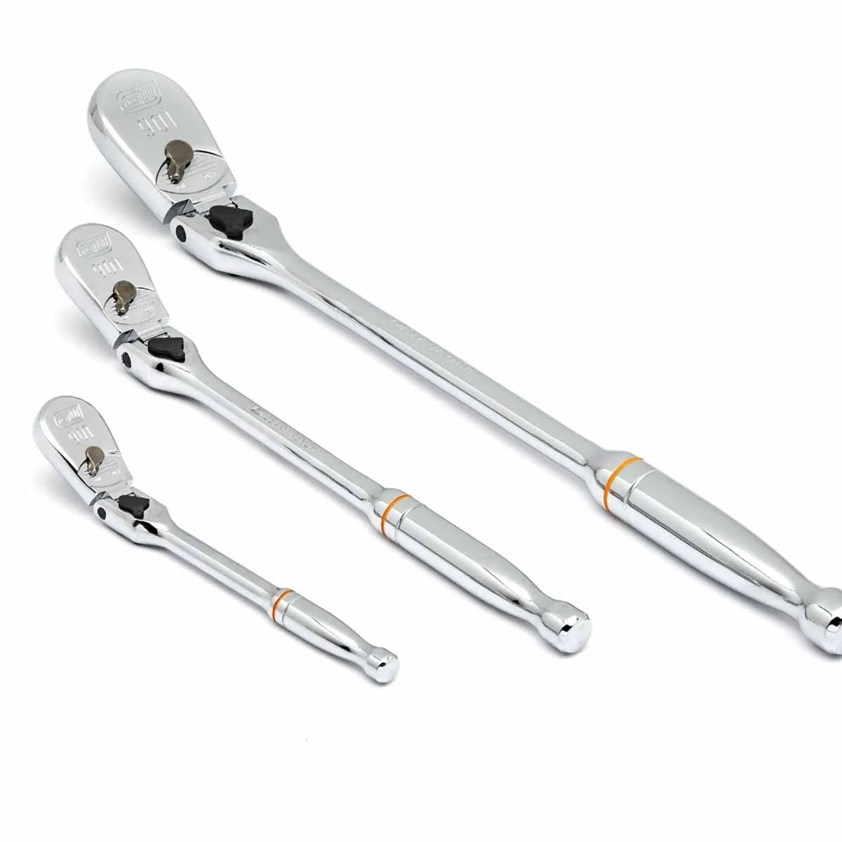 GearWrench 81276T 3 Pc. 1/4", 3/8" & 1/2" Drive 90-Tooth Locking Flex Head Teardrop Ratchet Set - Image 3