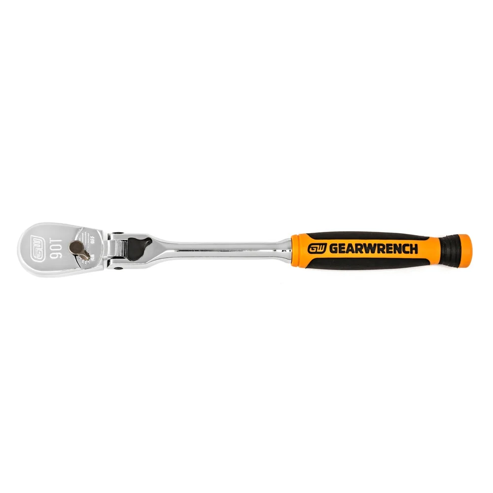 GearWrench 81298T 3 Pc. 1/4", 3/8" & 1/2" Drive 90-Tooth Dual Material Locking Flex Head Ratchet Set - Image 6