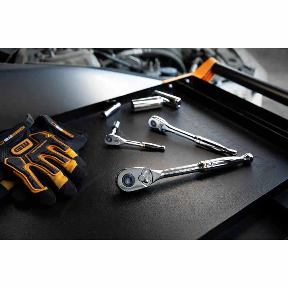 GearWrench 81310T 3 Pc. 1/4", 3/8" and 1/2" Drive 90-Tooth Quick Release Teardrop Ratchet Set - Image 4