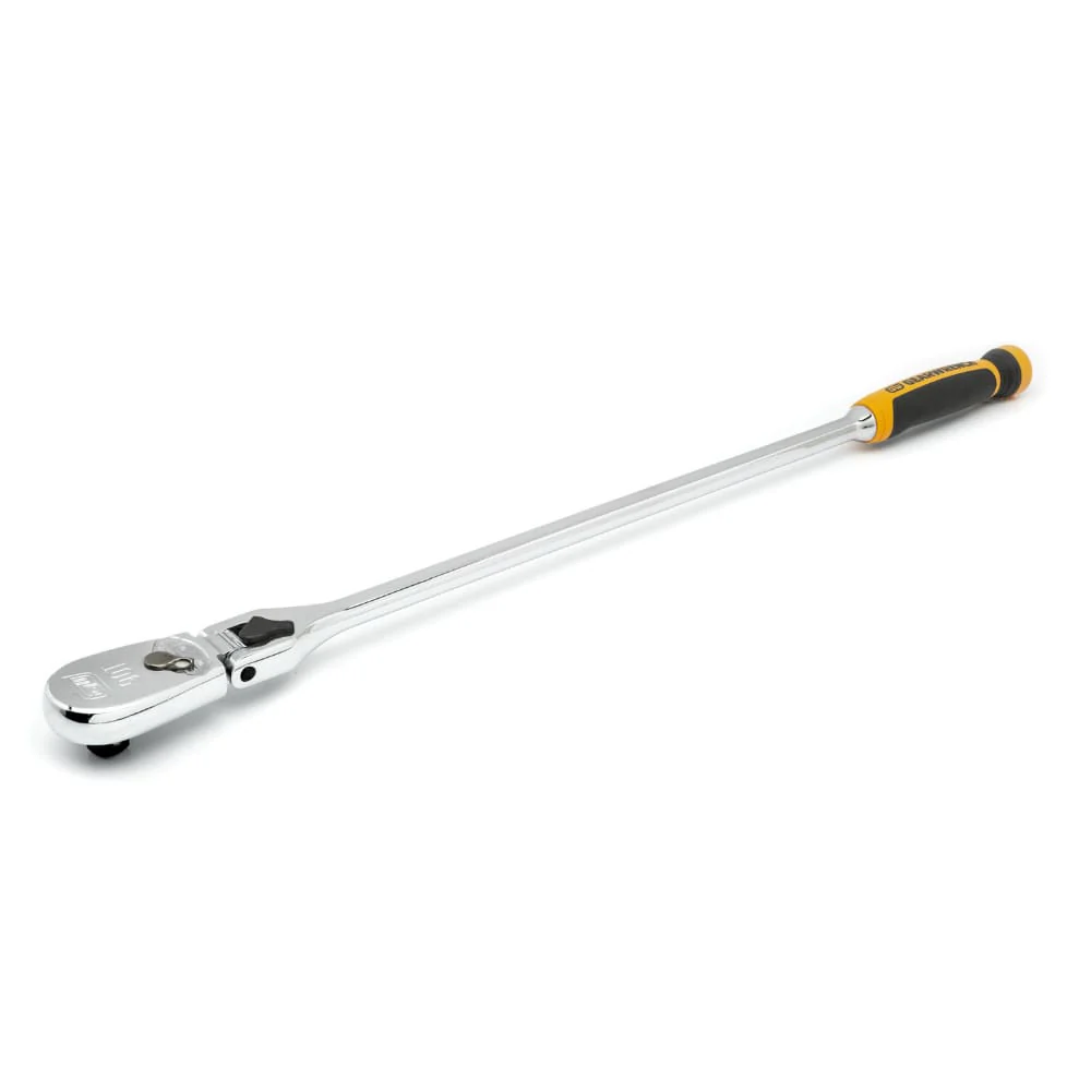 GEARWRENCH 81372T 1/2 Inch Drive 90-Tooth Locking Flex Head Teardrop Ratchet, Dual Material Grip, 24 Inch Length - Image 2