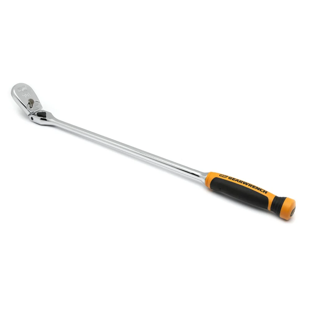 GEARWRENCH 81372T 1/2 Inch Drive 90-Tooth Locking Flex Head Teardrop Ratchet, Dual Material Grip, 24 Inch Length - Image 3