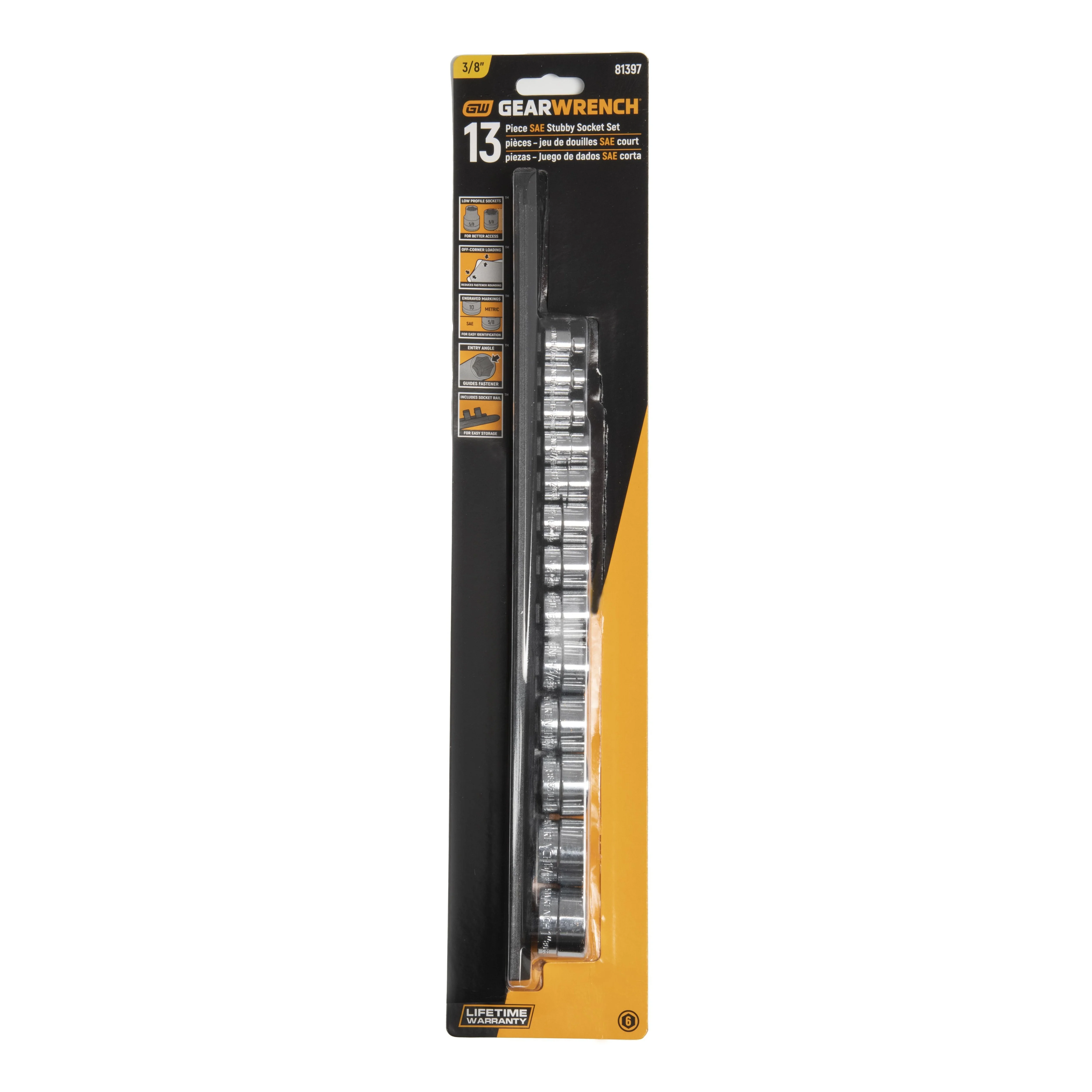 GearWrench 81397 13 Piece 3/8" Drive 6 Point Stubby Socket Set SAE - Image 2