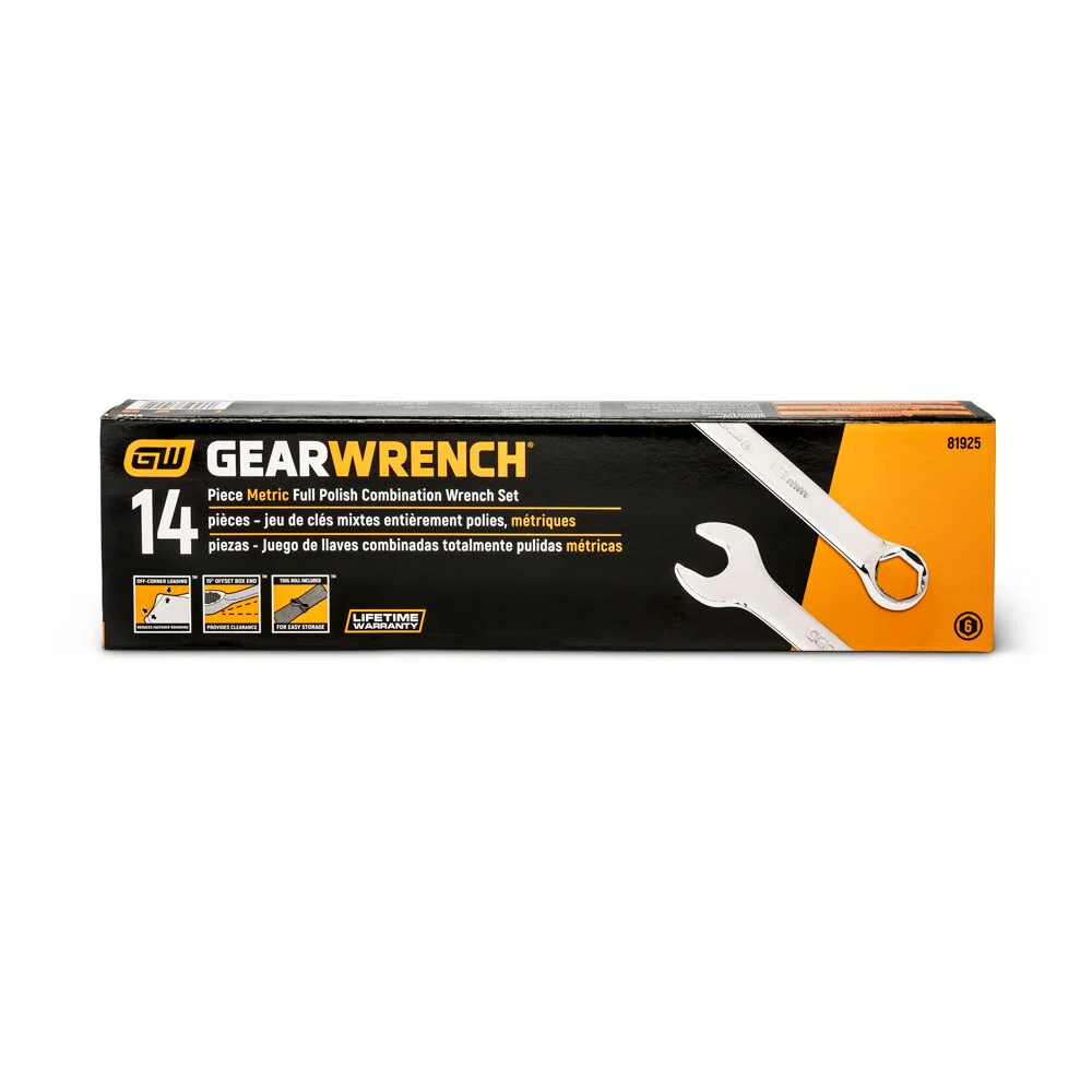 GearWrench 81925 14 Pc. 6 Point Combination Metric Wrench Set - Image 7