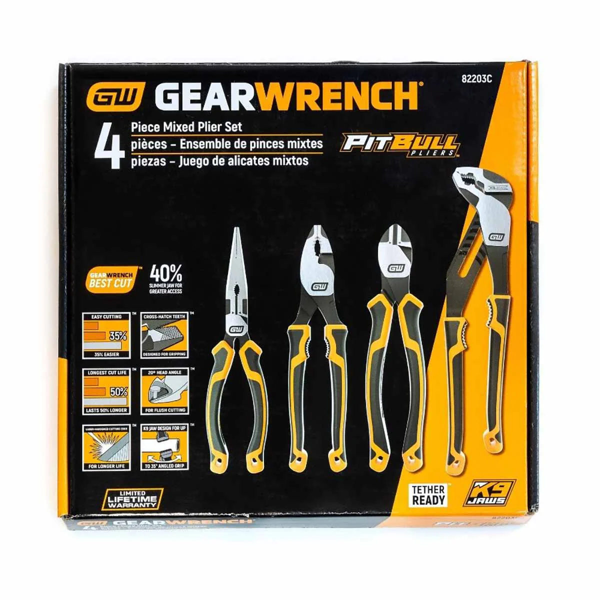 GearWrench 82203C 4 Pc. Pitbull Dual Material Mixed Plier Set - Image 3