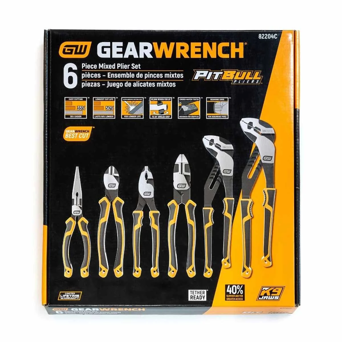 GearWrench 82204C-06 6 Pc. Pitbull Dual Material Mixed Plier Set - Image 3