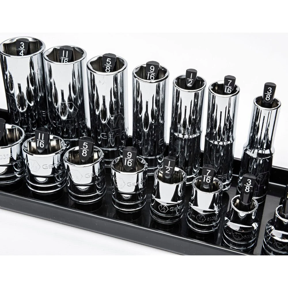 GearWrench 83118 3-Piece 1/4", 3/8" & 1/2" Drive Black SAE Socket Storage Tray Set - Image 2