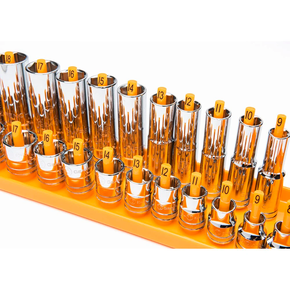 GearWrench 83119 3-Piece 1/4", 3/8" & 1/2" Drive Orange Metric Socket Storage Tray Set - Image 2