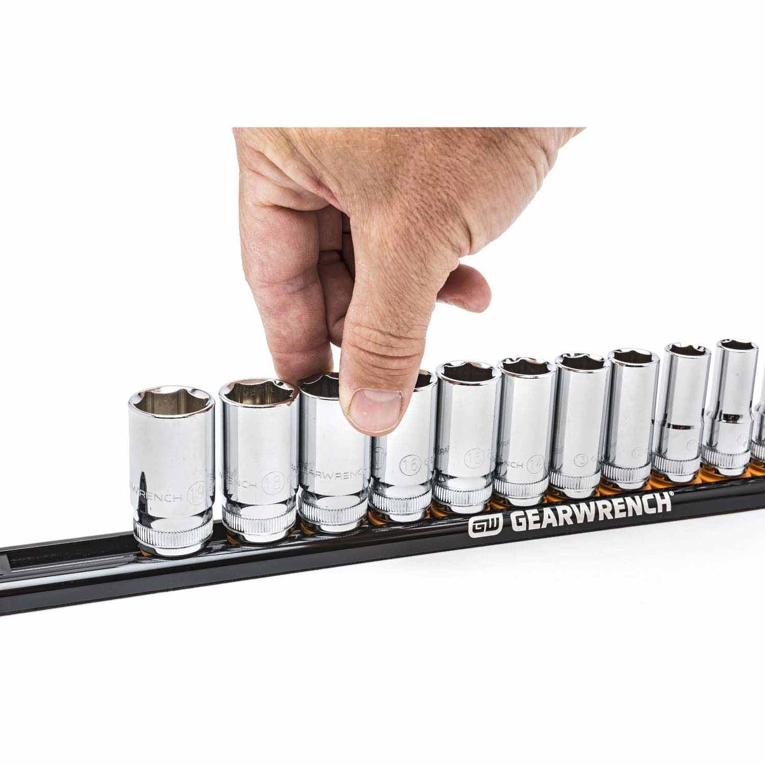 Gearwrench 83128 1/2" Drive Magnetic Socket Rail with 14 Clips - Image 4