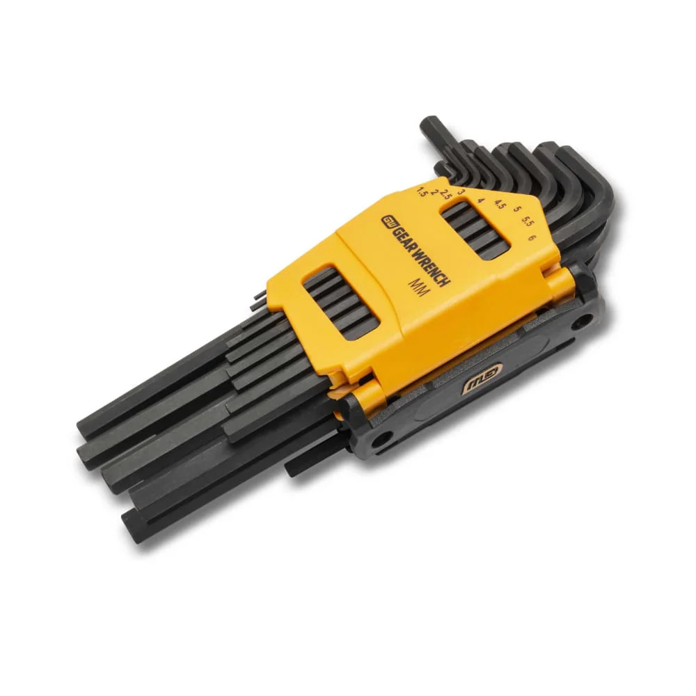 GearWrench 83504 26 Piece Long Arm SAE/Metric Hex Key Set - SAE and Metric, Alloy Steel, Chamfered Edges, Caddy Included - Image 2
