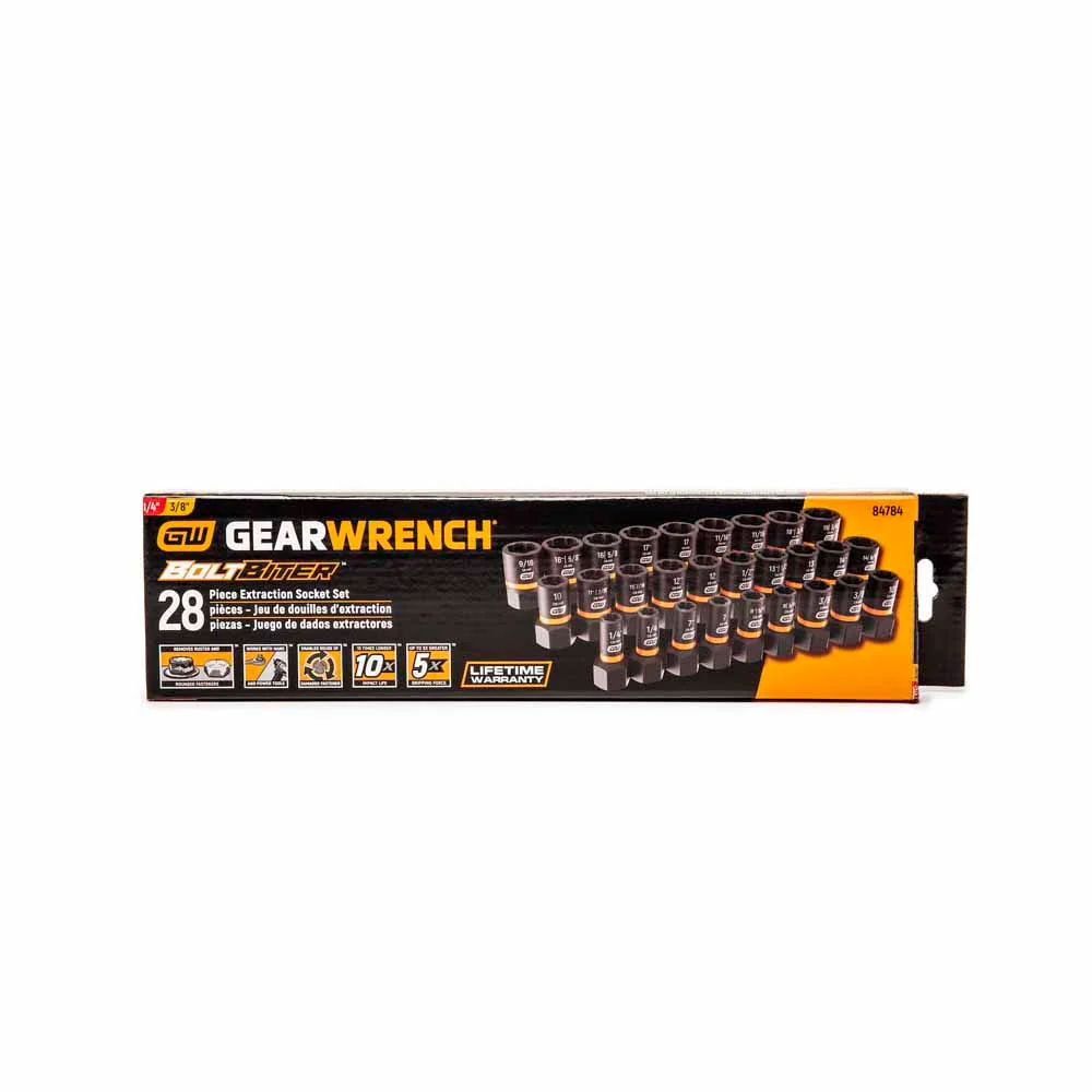 GearWrench 84784 28 Pc. 1/4" & 3/8" Drive Bolt Biter Impact Extraction Socket Set - Image 4