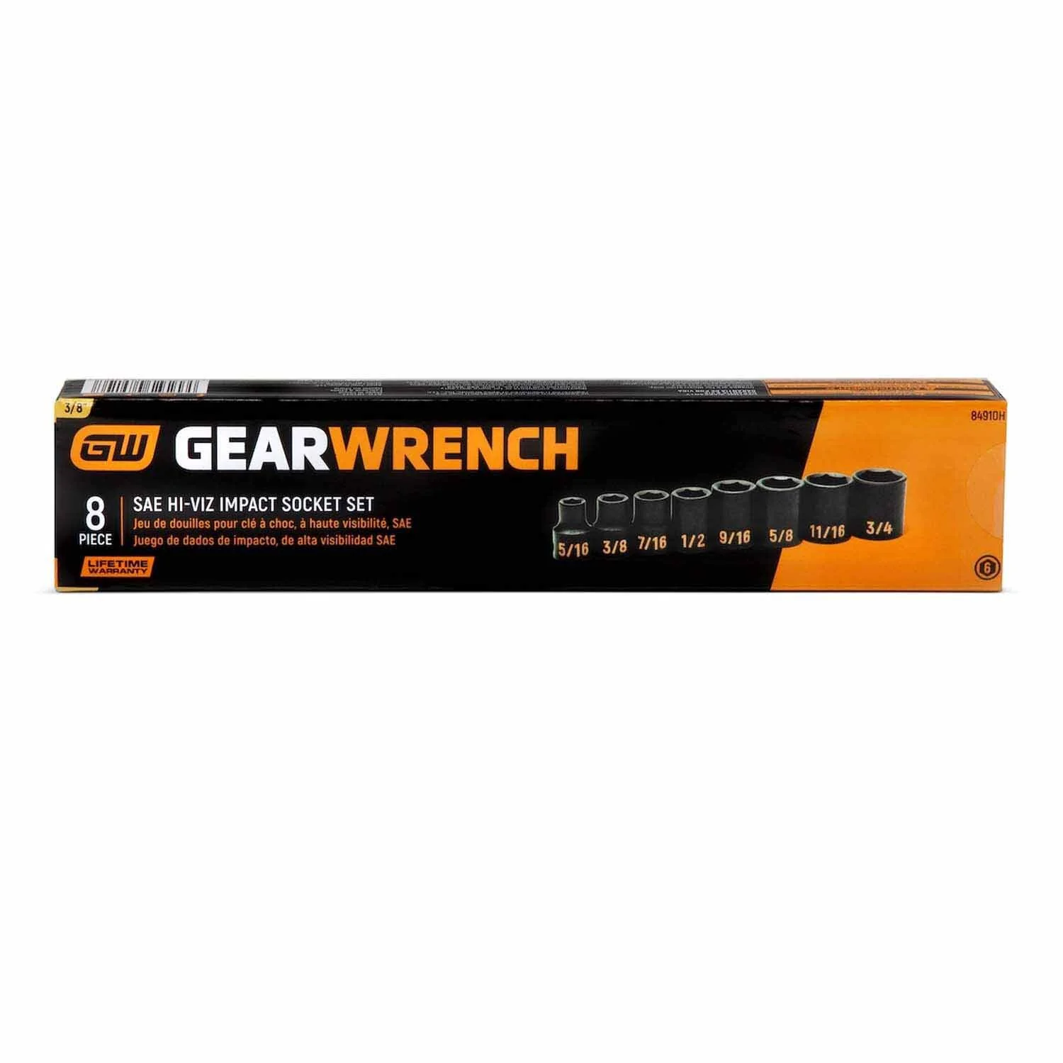 GearWrench 84910H 8 Piece 3/8" Drive 6 Point SAE Hi-Viz Impact Socket Set - Image 6