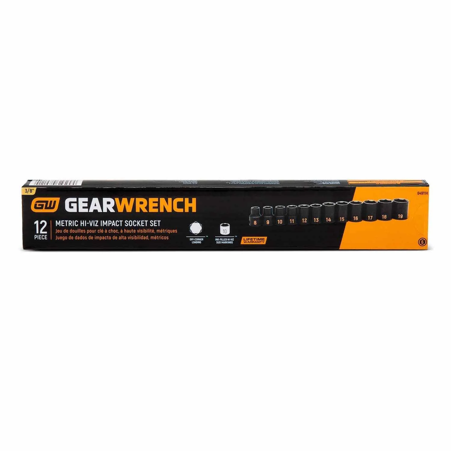 GearWrench 84911H 12 Piece 3/8" Drive 6 Point Metric Hi-Viz Impact Socket Set - Image 6