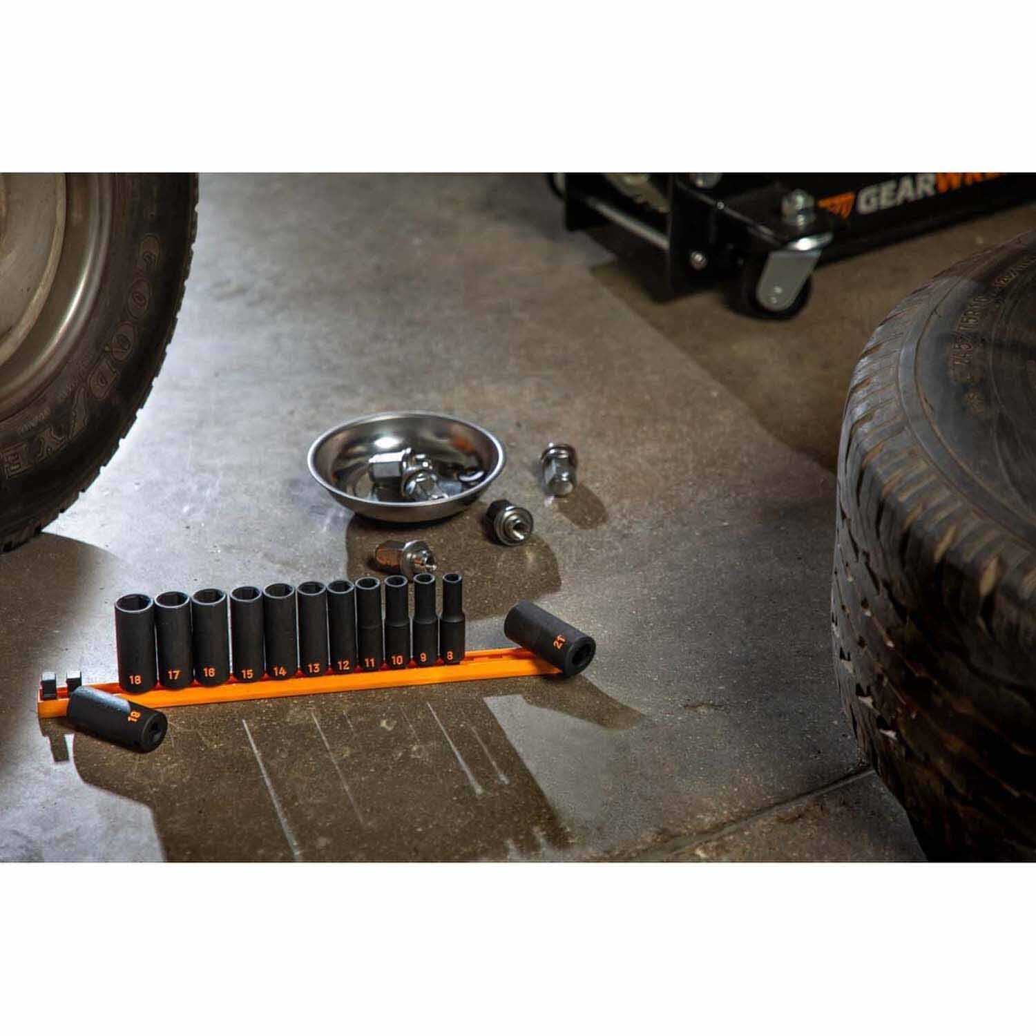 GearWrench 84914H 13 Piece 3/8" Drive 6 Point Metric Hi-Viz Deep Impact Socket Set - Image 7