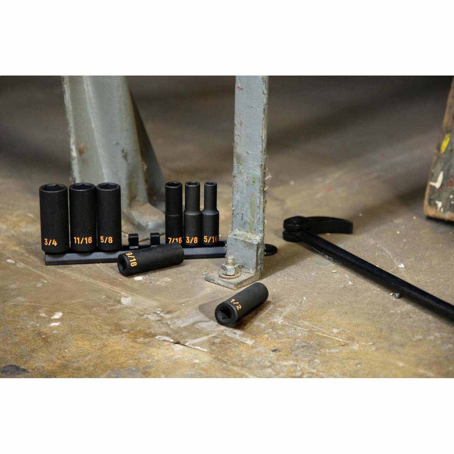GearWrench 84915H 8 Piece 3/8" Drive 6 Point SAE Hi-Viz Deep Impact Socket Set - Image 6