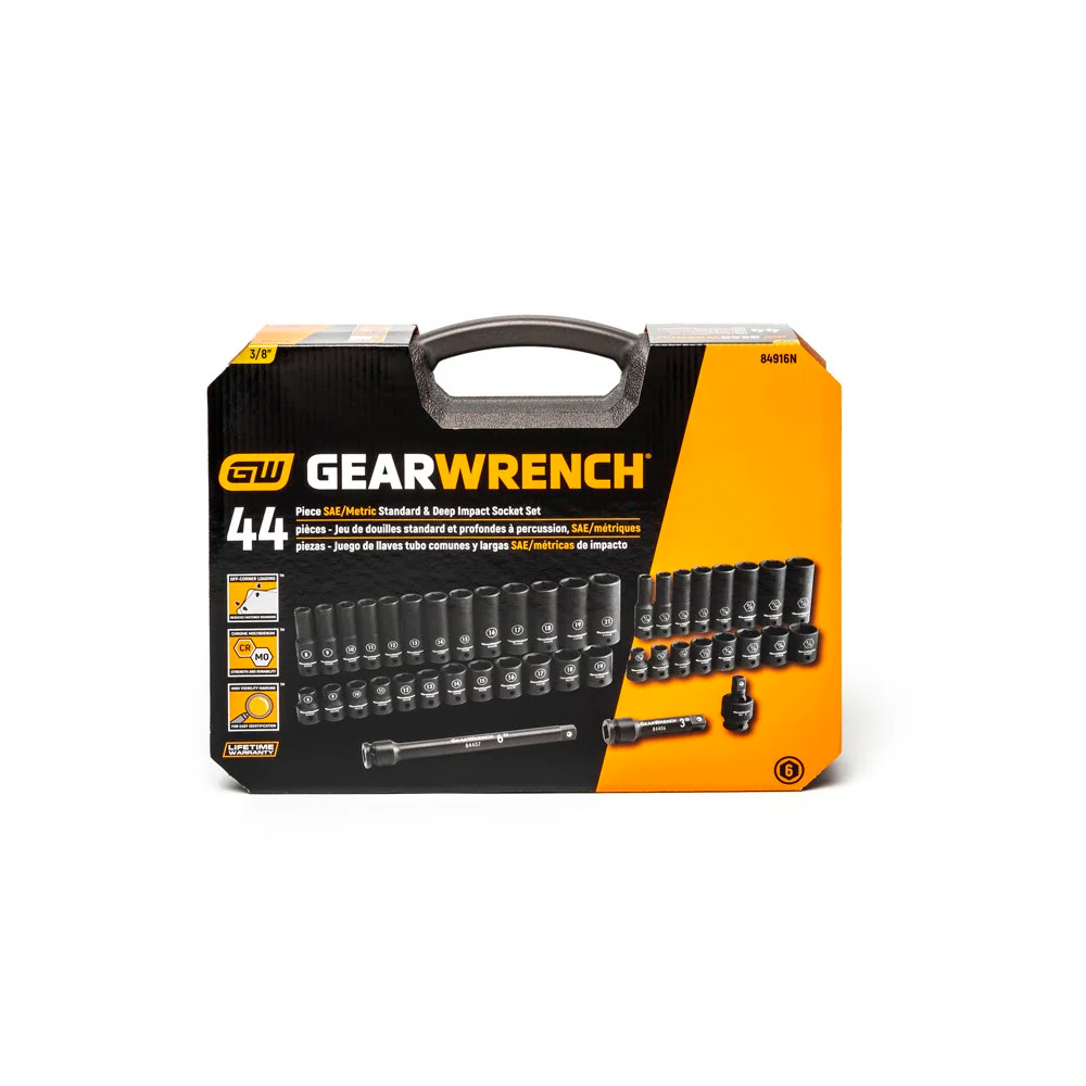GearWrench 84916N 44 Pc. 3/8" Drive 6 Point Standard & Deep Impact SAE/Metric Socket Set - Image 7
