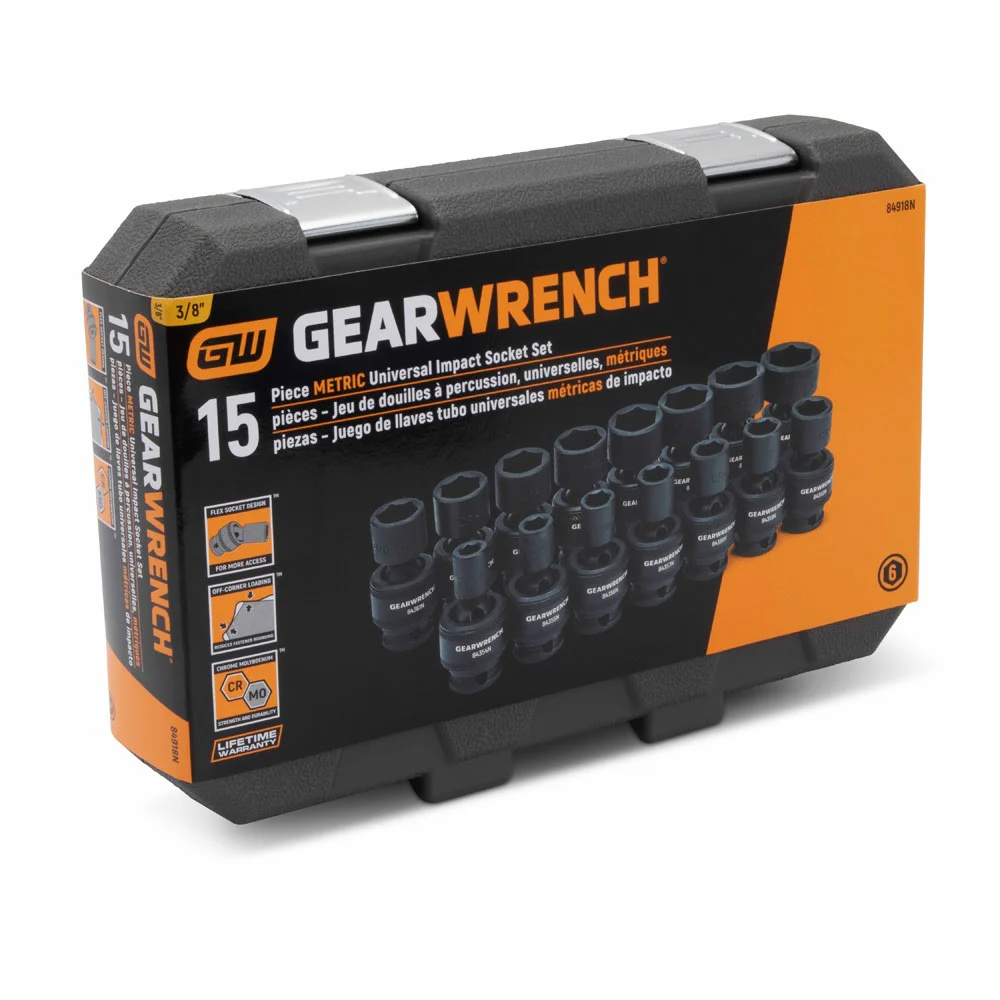 GearWrench 84918N 15 Pc. 3/8" Drive 6 Point Standard Universal Impact Metric Socket Set - Image 3
