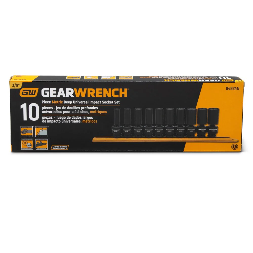 GearWrench 84924N 10 Pc. 3/8" Drive 6 Point Deep Universal Impact Metric Socket Set - Image 4