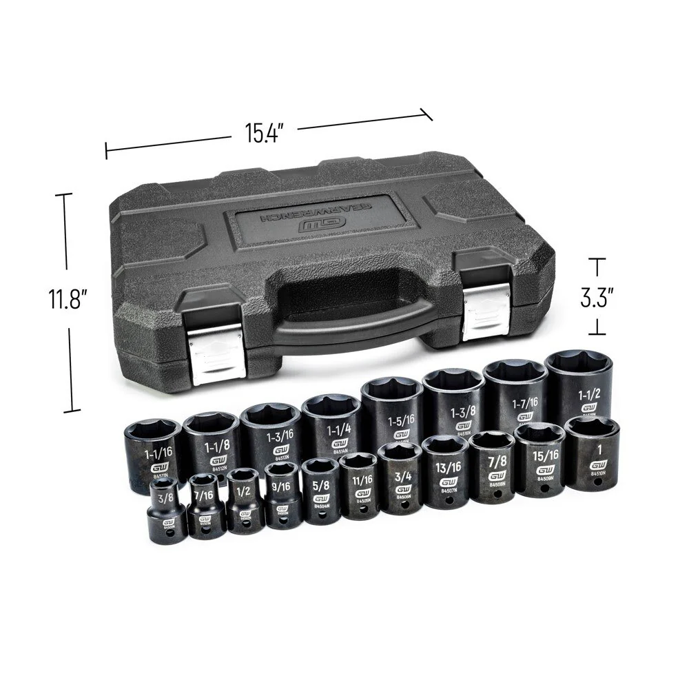 GearWrench 84932N 19 Pc. 1/2" Drive 6 Point Standard Impact SAE Socket Set - Image 3