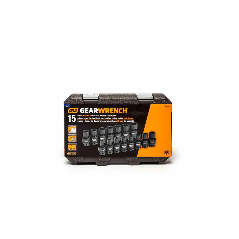 GearWrench 84939N 15 Pc. 1/2" Drive 6 Point Standard Universal Impact Metric Socket Set - Image 5