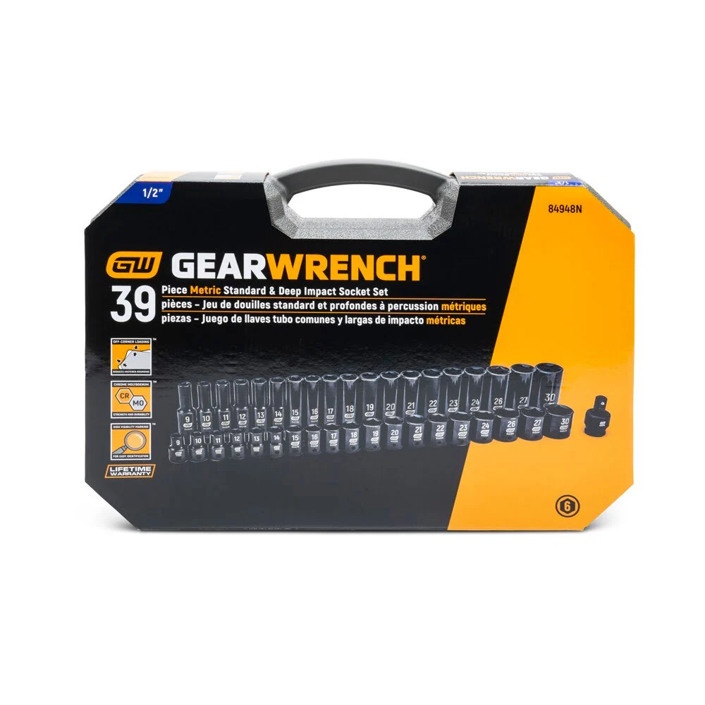 GearWrench 84948N 39 Pc. 1/2" Drive 6 Point Standard & Deep Impact Metric Socket Set - Image 4