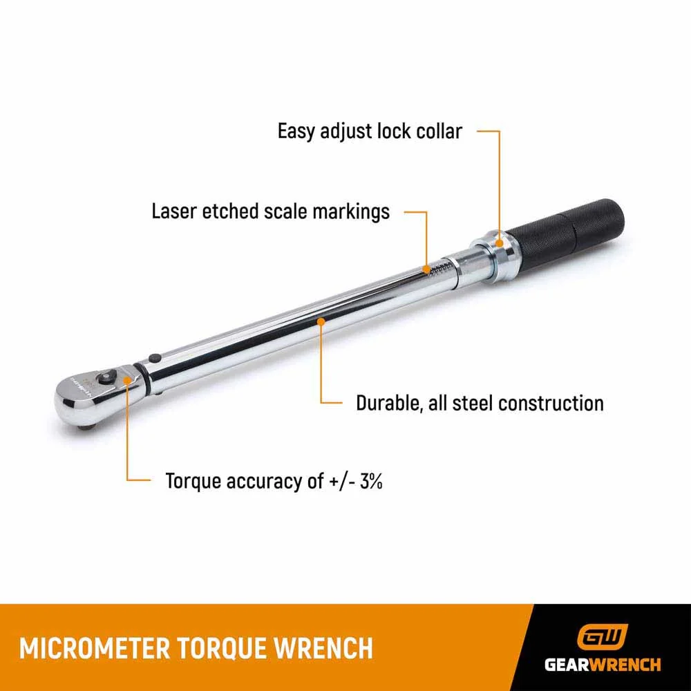 GearWrench 85062M 3/8" Drive Micrometer Torque Wrench 10-100 ft/lbs. - Image 4