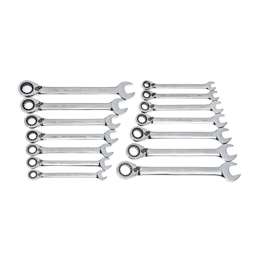 GearWrench 85142 14 Pc. 72-Tooth 12 Point Reversible Ratcheting Combination SAE/Metric Wrench Set - Image 6