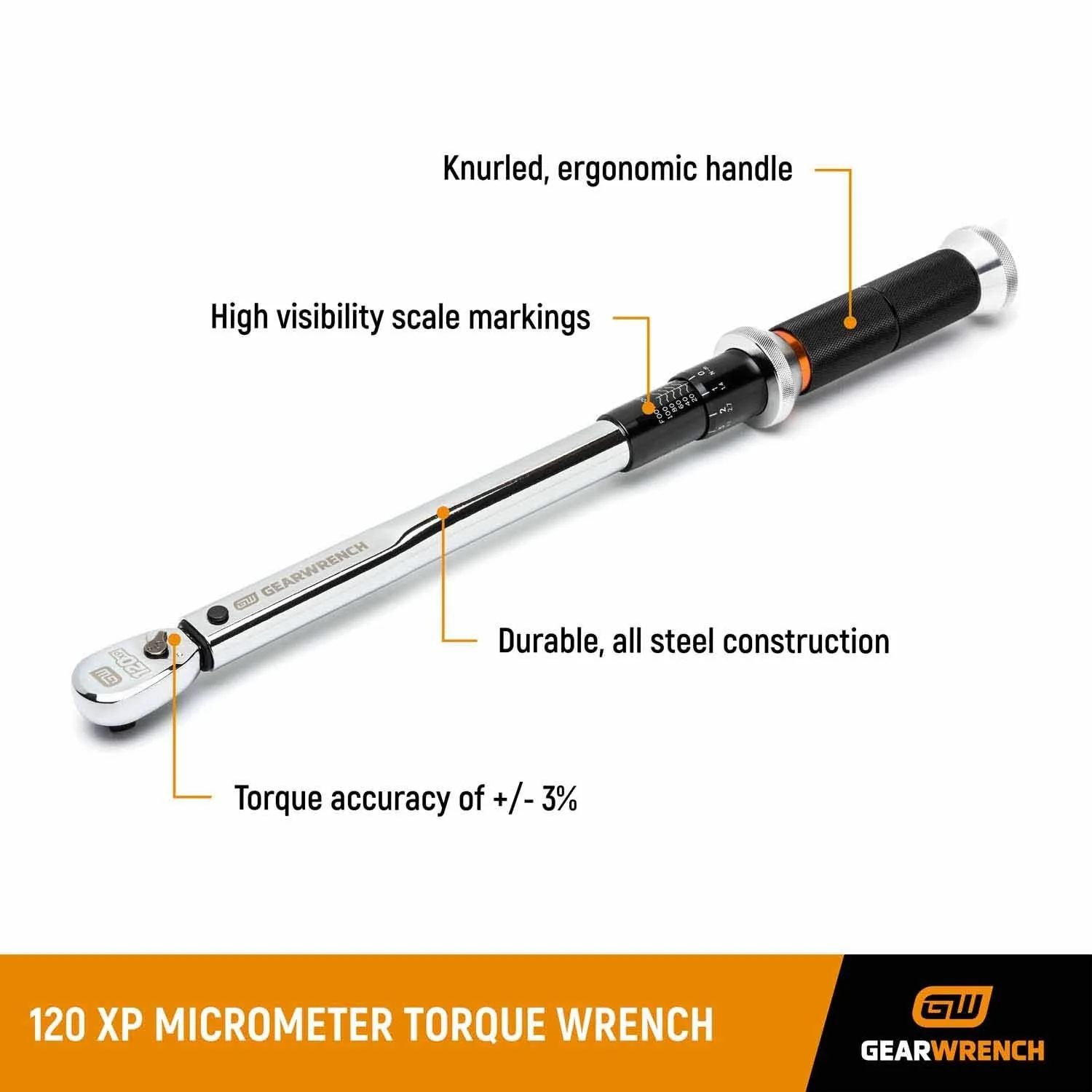 Gearwrench 85174 3/8" Drive 120XP Micrometer Torque Wrench 30-250 in/lbs - Image 2