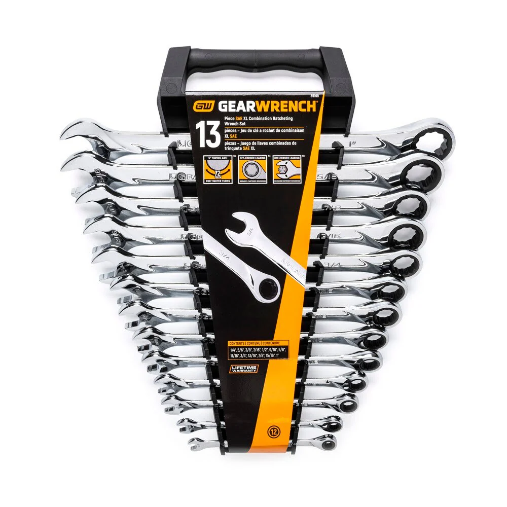 GearWrench 85199 13 Pc. 72-Tooth 12 Point XL Ratcheting Combination SAE Wrench Set - Image 2