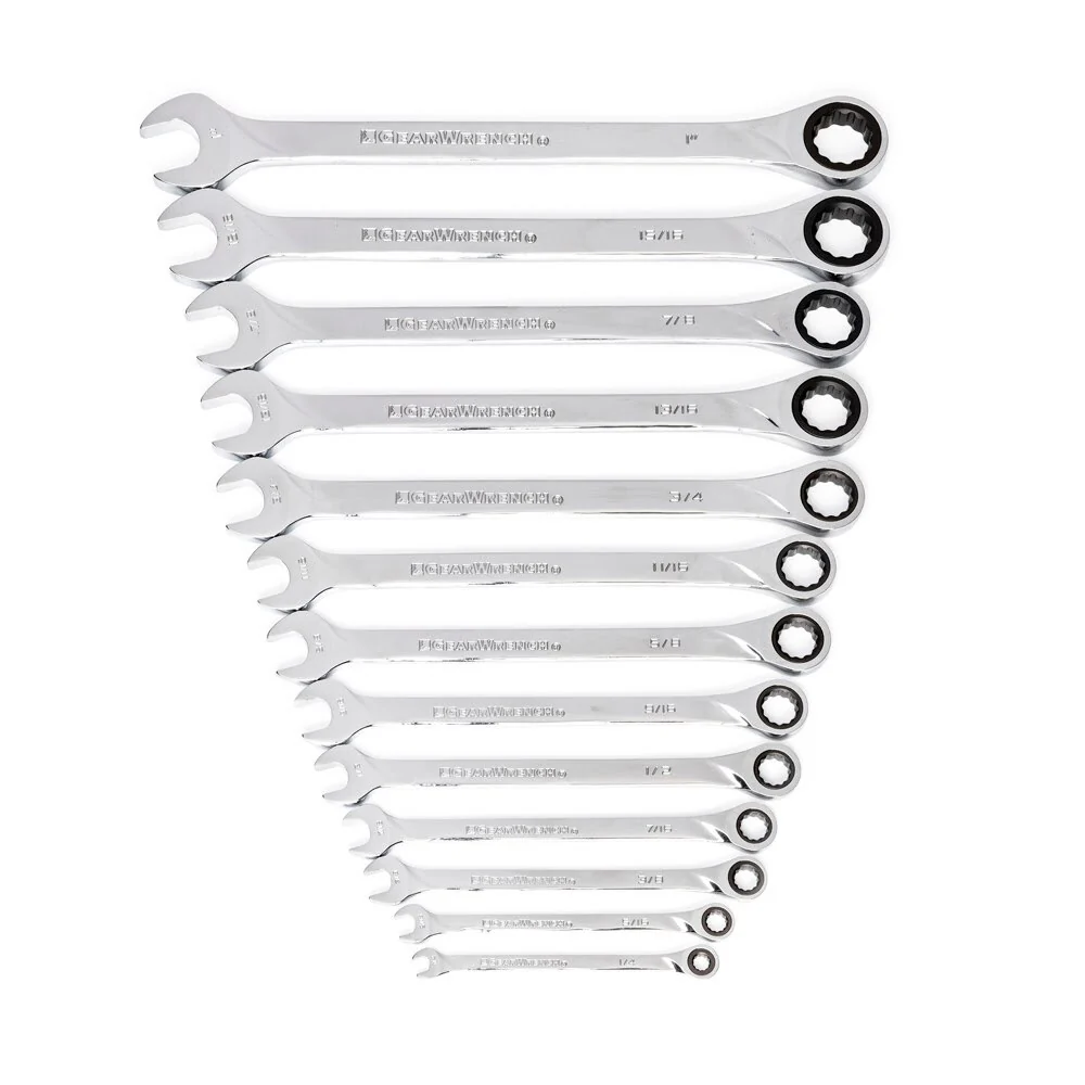 GearWrench 85199 13 Pc. 72-Tooth 12 Point XL Ratcheting Combination SAE Wrench Set - Image 3