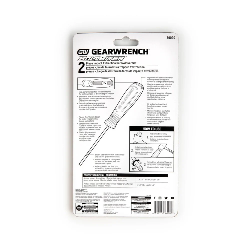 GearWrench 86090 2-Piece Bolt Biter Dual Material Extraction Screwdriver Set - Image 5