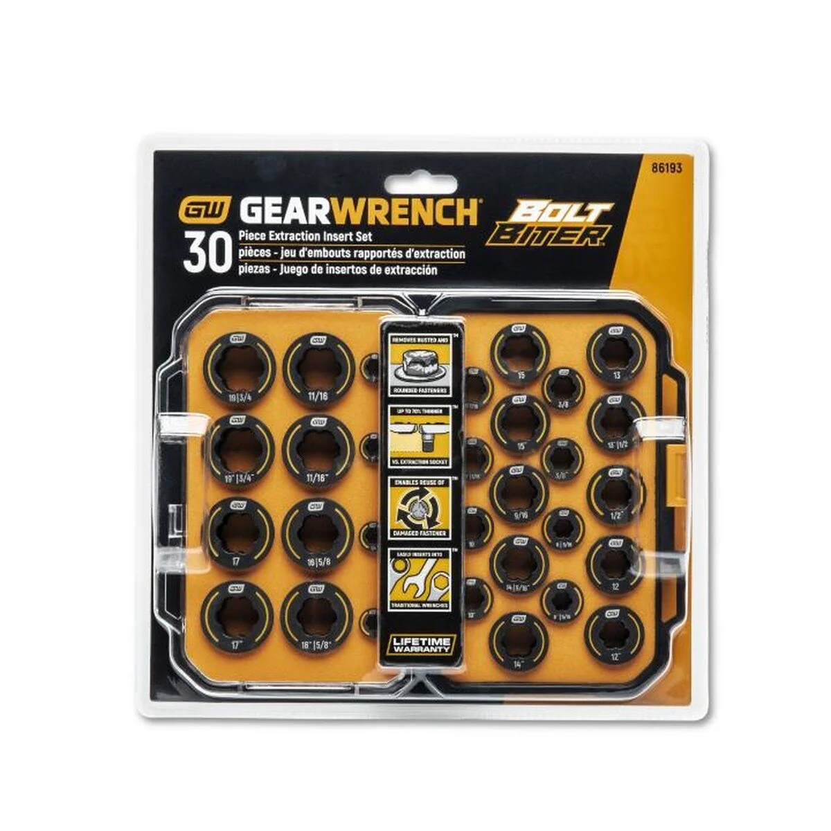 GearWrench 86193 Bolt Biter Wrench Insert Extraction Set with Storage Case (30 Piece Set) - Image 7