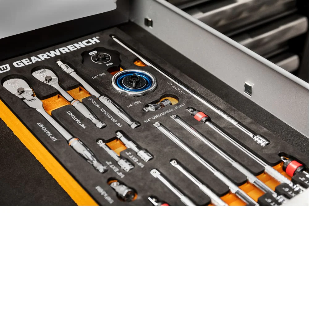 GearWrench 86520 18 Pc. 1/4" 90-Tooth Ratchet & Drive Tool Set with EVA Foam Tray - Image 3