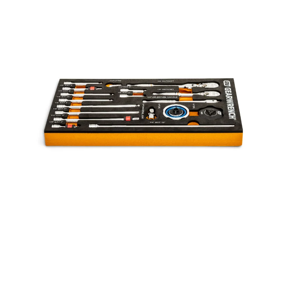 GearWrench 86520 18 Pc. 1/4" 90-Tooth Ratchet & Drive Tool Set with EVA Foam Tray - Image 4