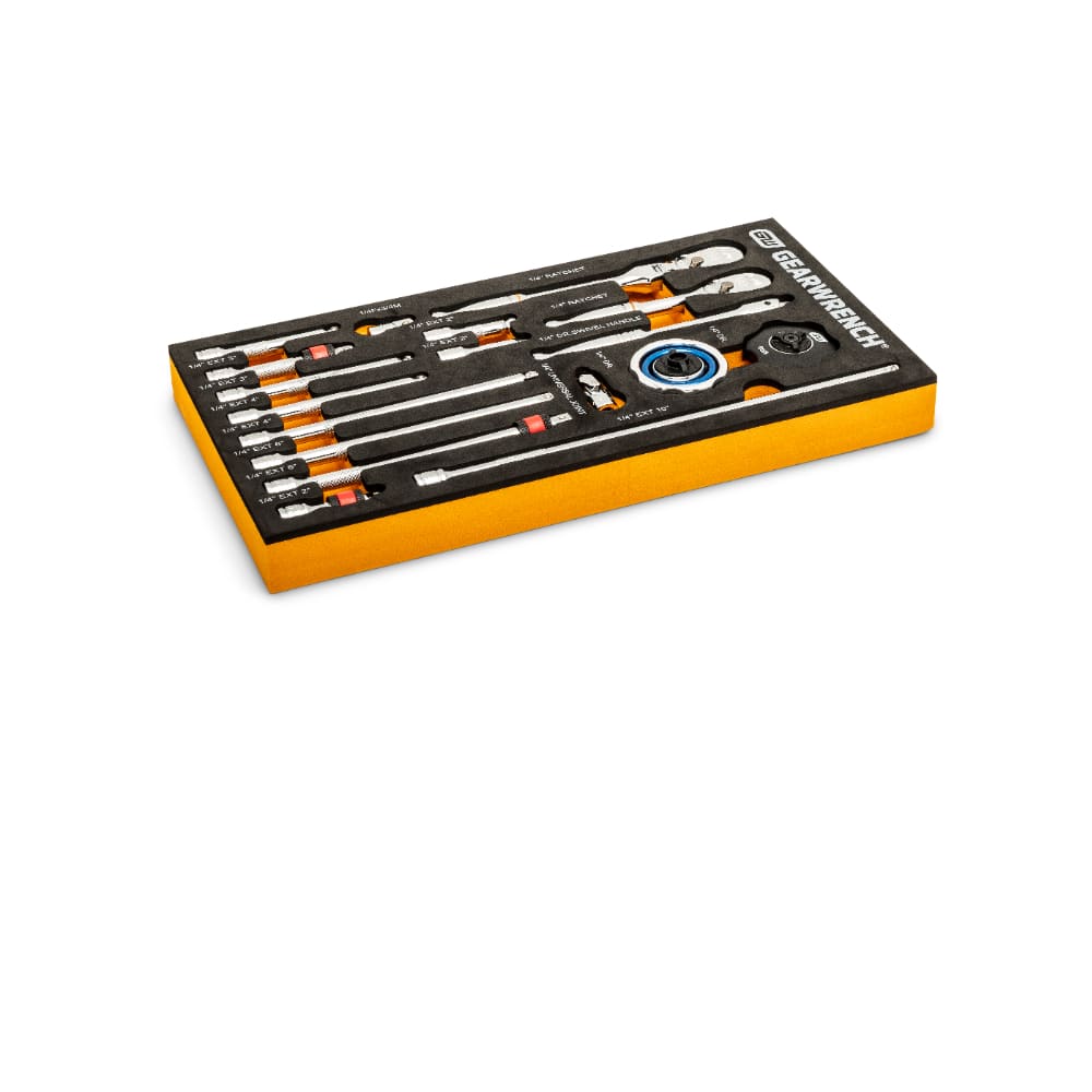 GearWrench 86520 18 Pc. 1/4" 90-Tooth Ratchet & Drive Tool Set with EVA Foam Tray - Image 7
