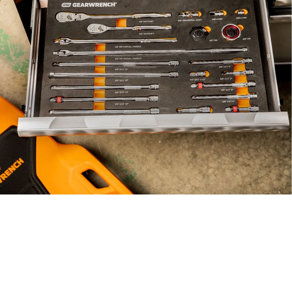 GearWrench 86521 21 Pc. 3/8" 90-Tooth Ratchet & Drive Tool Set with EVA Foam Tray - Image 3